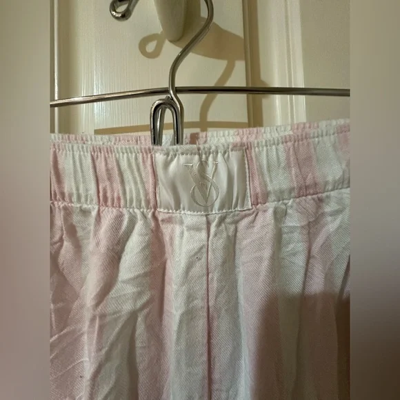 VICTORIA SECRET Lounge Pants Sleepwear Cotton Blend Pajama Pink White Stripe - Picture 6 of 9